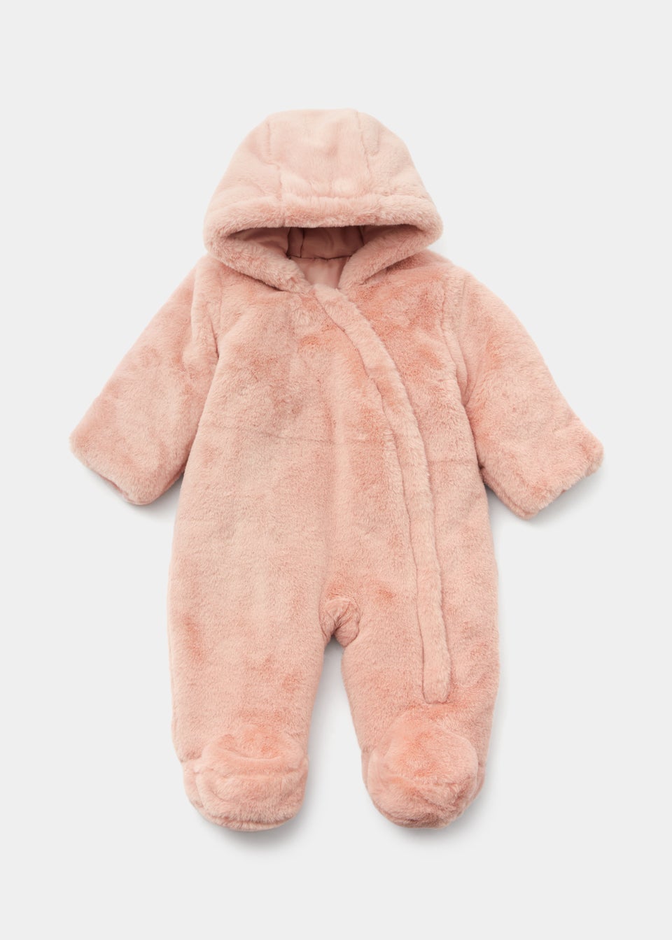 Baby Pink Faux Fur Snowsuit (Newborn-18mths)