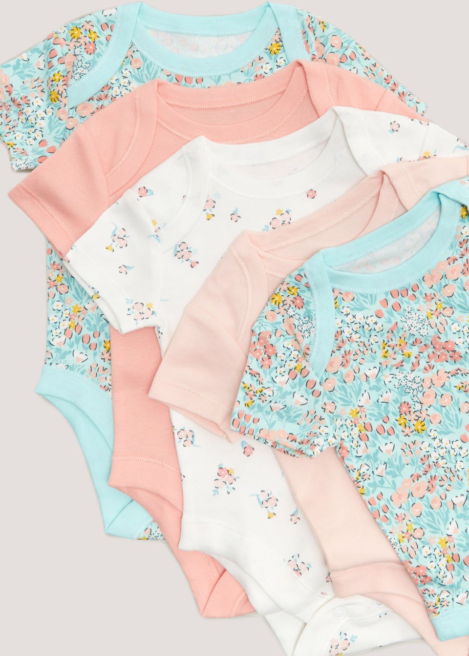 Baby 5 Pack Floral Print Bodysuits (Newborn23mths) Matalan