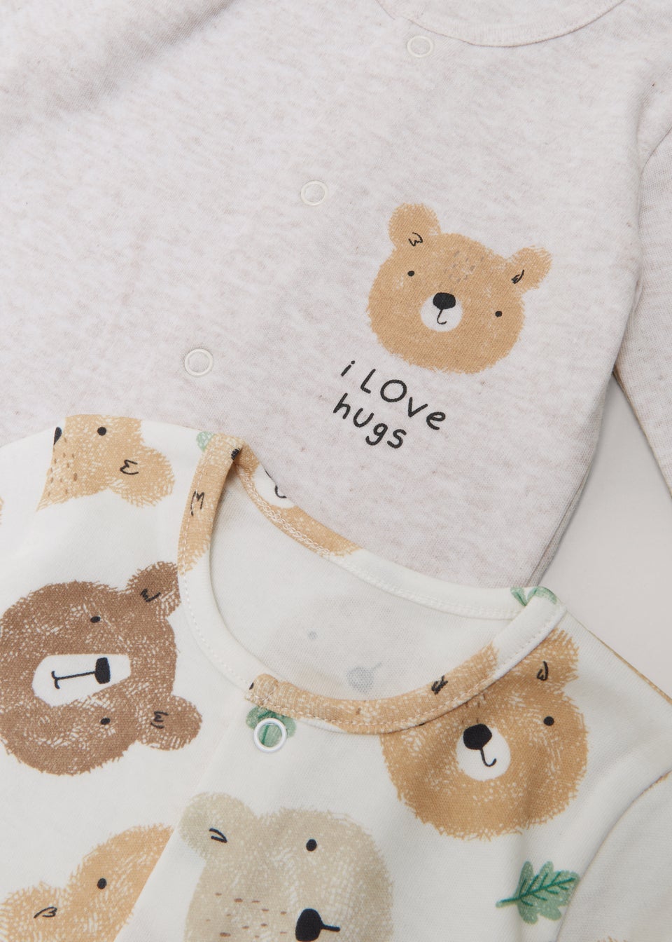 Baby 2 Pack Bear Print Sleepsuits (Newborn-23mths)