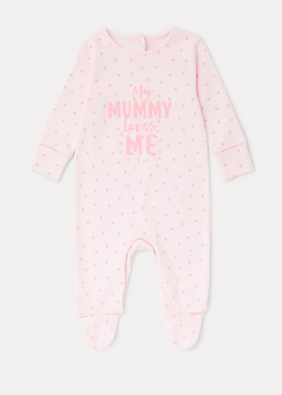 Baby Pink Mummy Loves Me Sleepsuit (Tiny Baby-18mths)