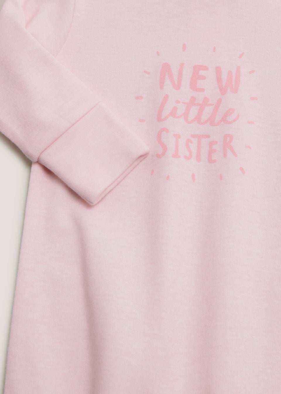 Baby Pink New Little Sister Sleepsuit (Tiny Baby-18mths)