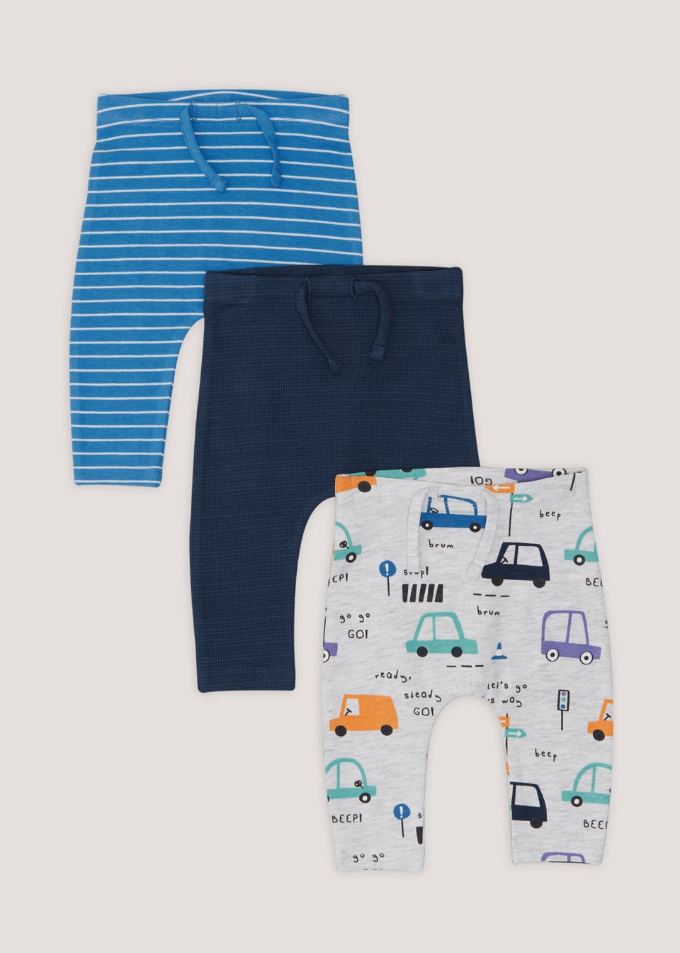 Baby 3 Pack Blue Car Print Leggings Newborn 23mths Matalan