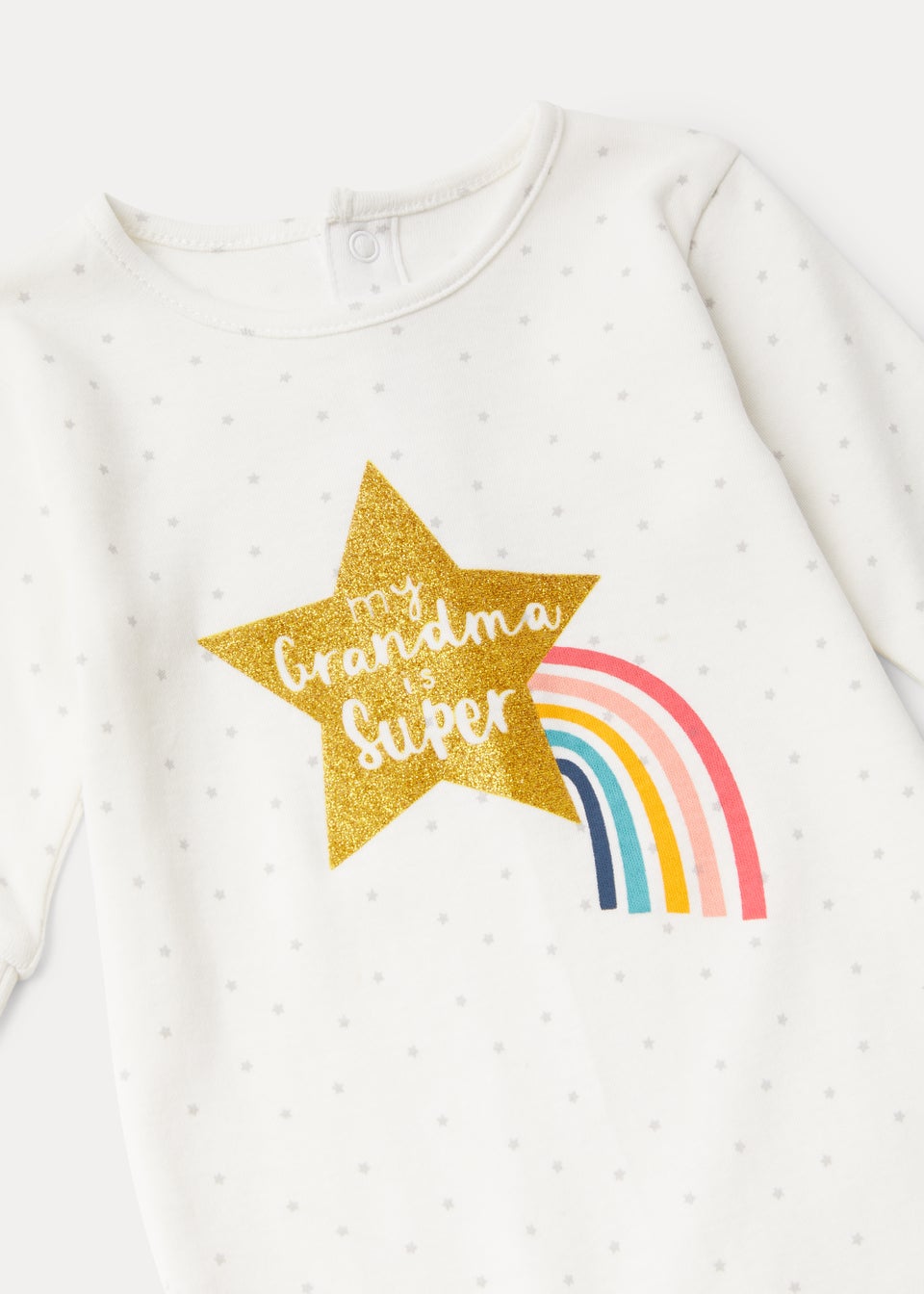 Baby Cream Grandma Star Print Sleepsuit (Tiny Baby-18mths)