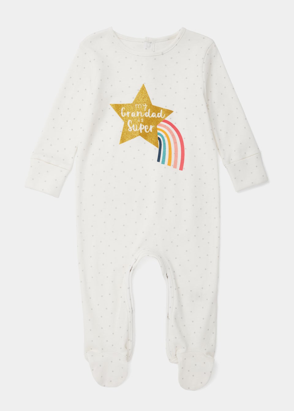 Baby Cream Grandad Star Print Sleepsuit (Tiny Baby-18mths)