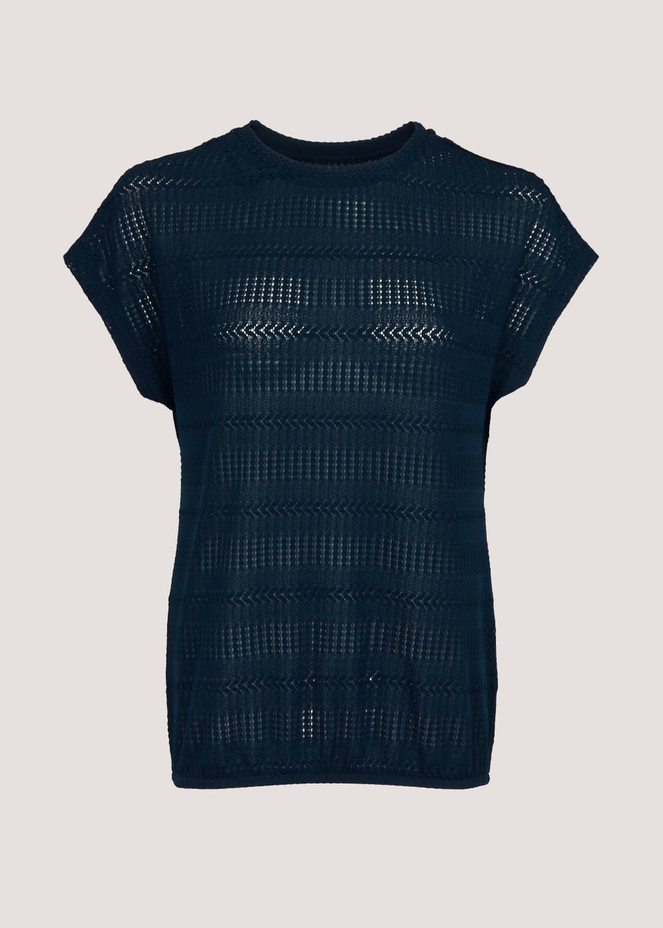 Navy Pointelle T-Shirt