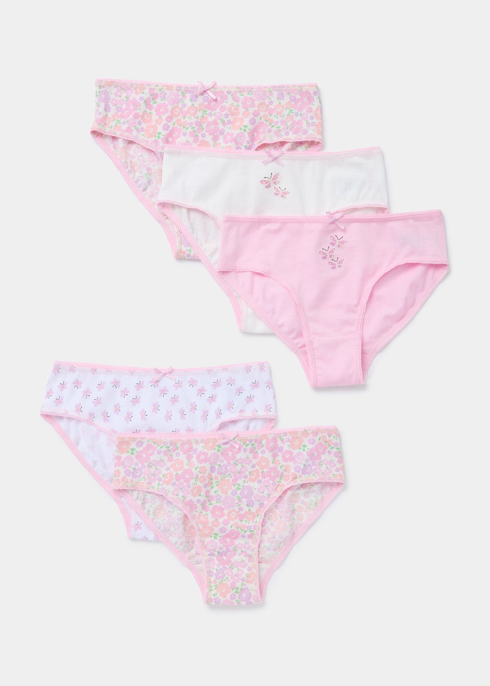 Girls 5 Pack Multicoloured Butterfly Print Knickers (2-13yrs)