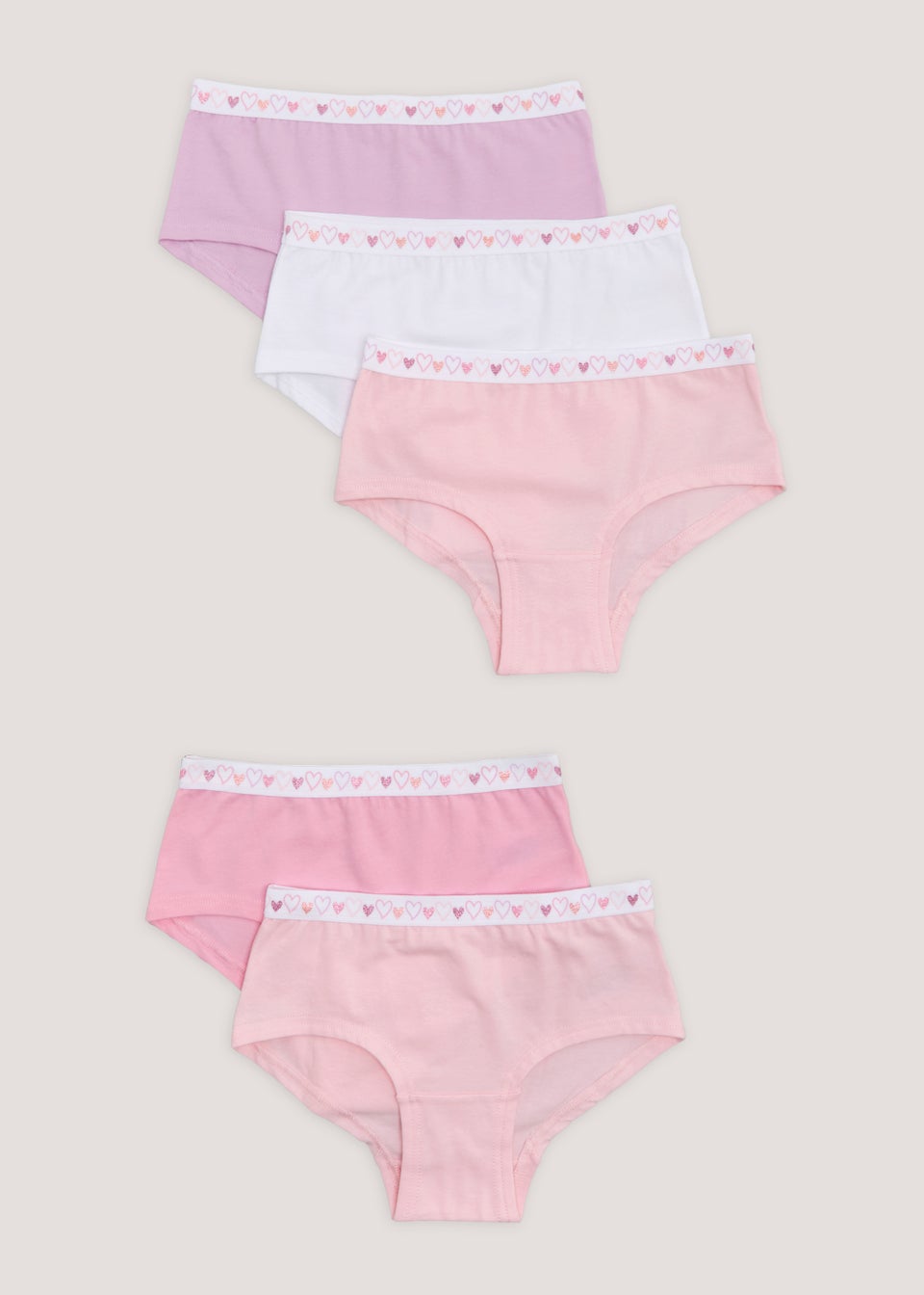 Girls 5 Pack Multicoloured Hipster Short Knickers (6-13yrs)