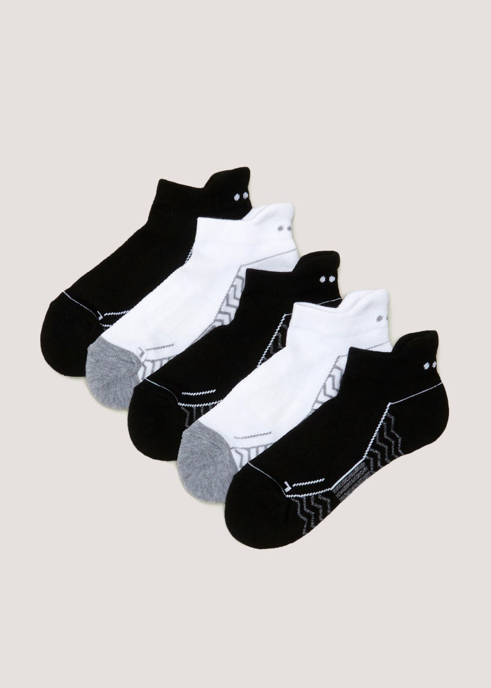 Souluxe 5 Pack Monochrome Trainer Sports Socks
