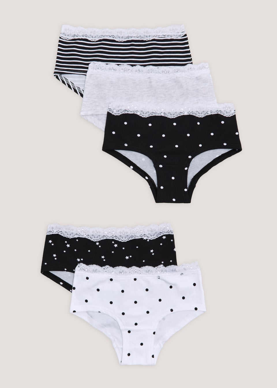 Girls 5 Pack Hipster Short Knickers (6-13yrs)