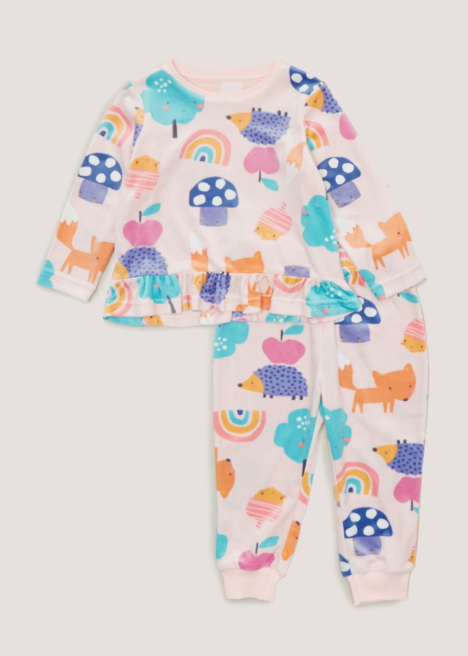 Girls Lilac Velour Woodland Twosie Pyjama Set (12mths-5yrs)