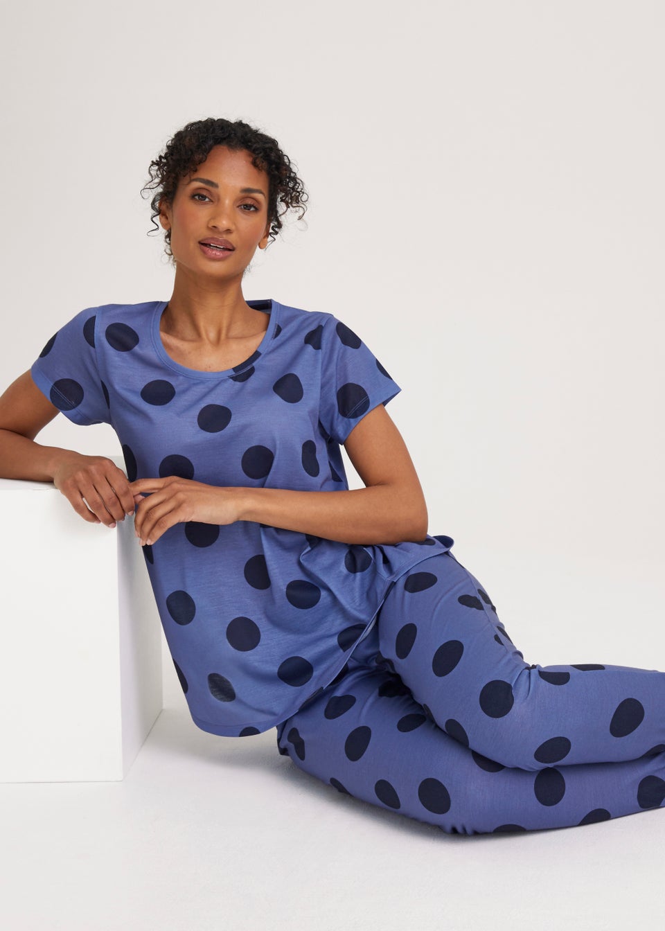 Navy Spot Pyjama Set