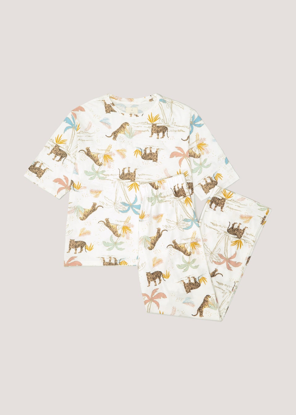 Cream Tiger Print Pyjama Set