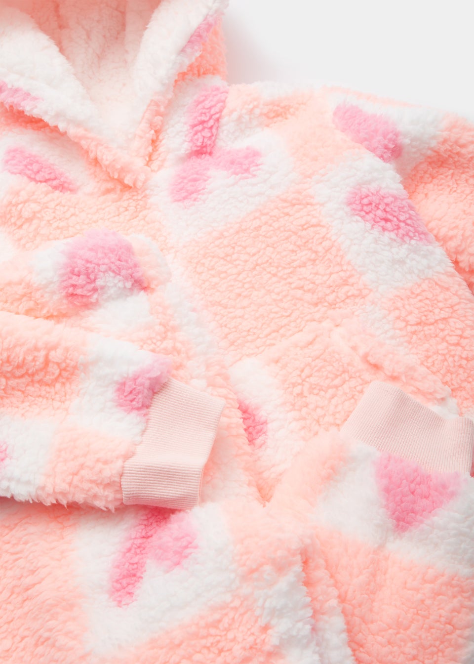 Girls Pink Heart Check Fleece Snuggle Hoodie & Bottoms Set (4-12yrs)