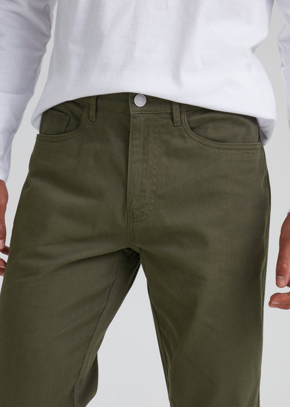 Khaki Textured Chino Trousers