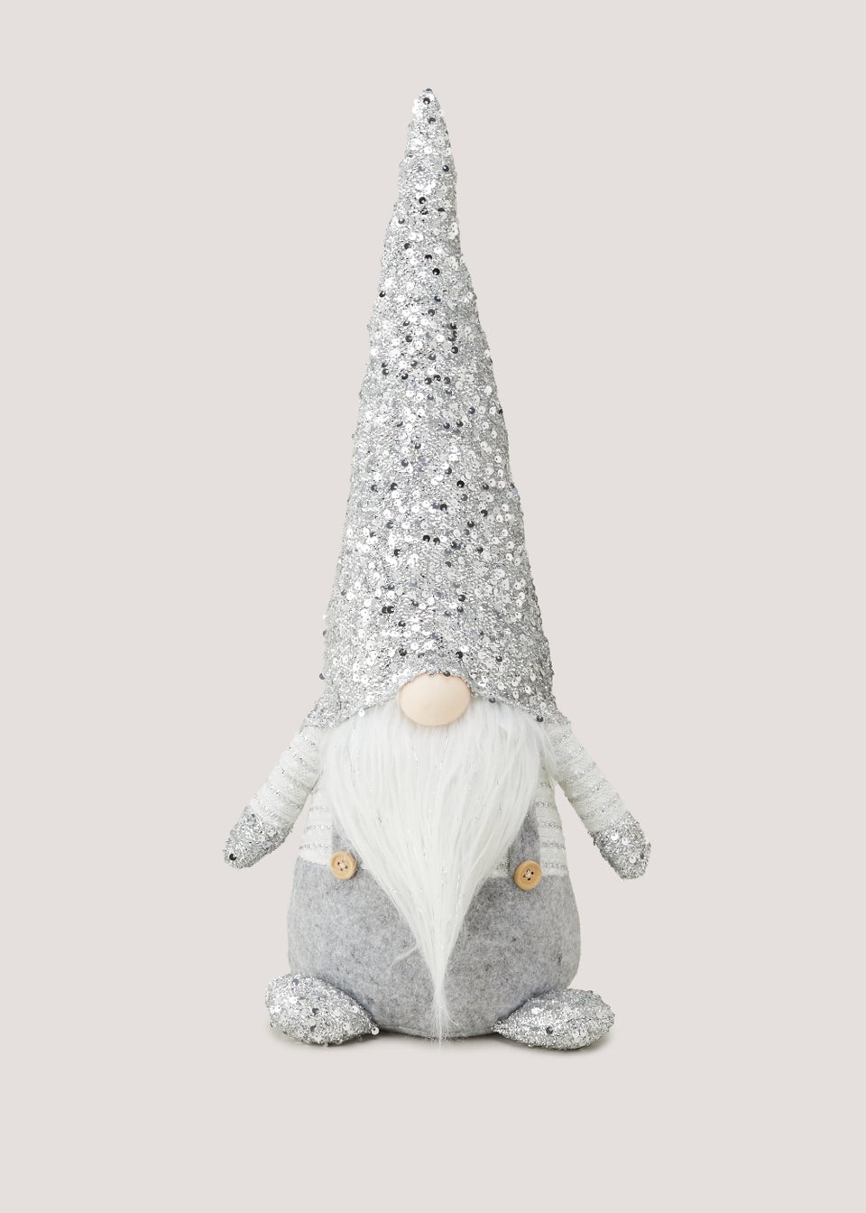 Silver Light Up Christmas Gnome (27cm x 18cm x 60cm)