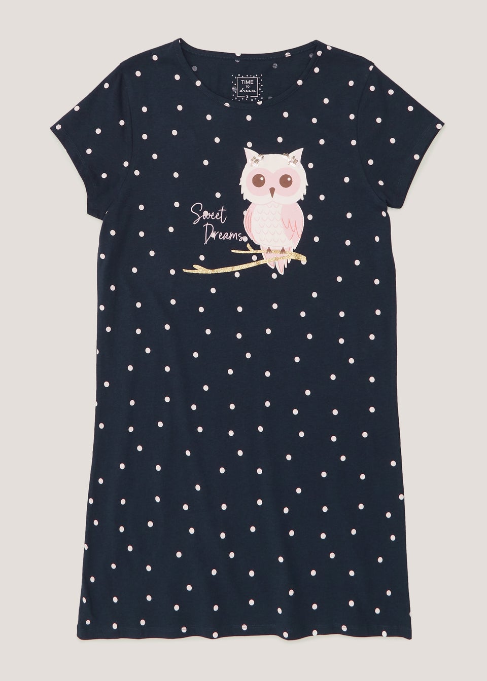Navy Owl Embroidered Nightie