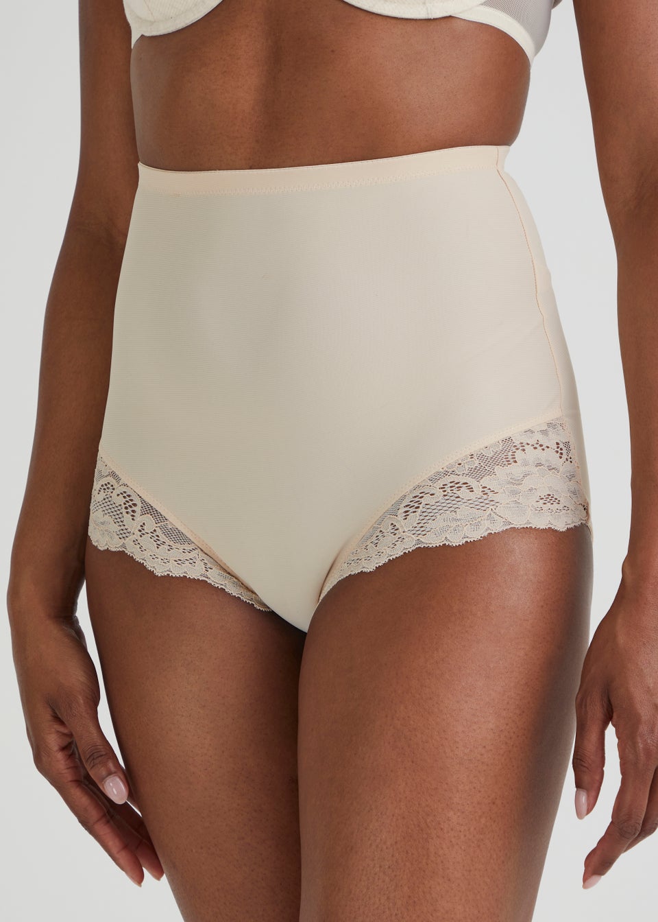 Nude Lace Back High Waisted Knickers