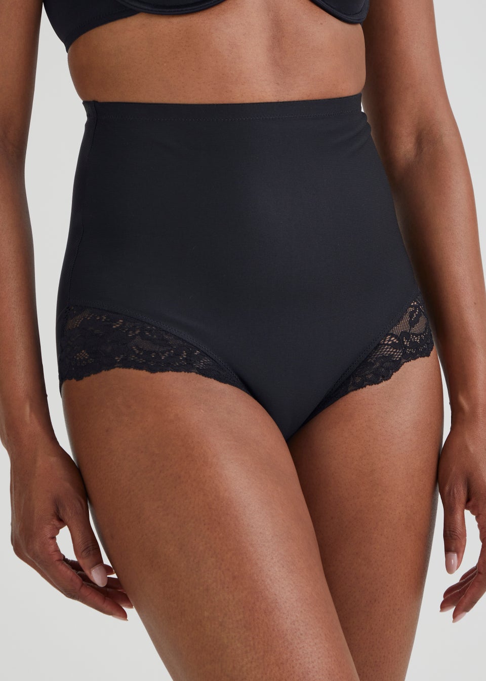 Black Lace High Waisted Medium Control Knickers