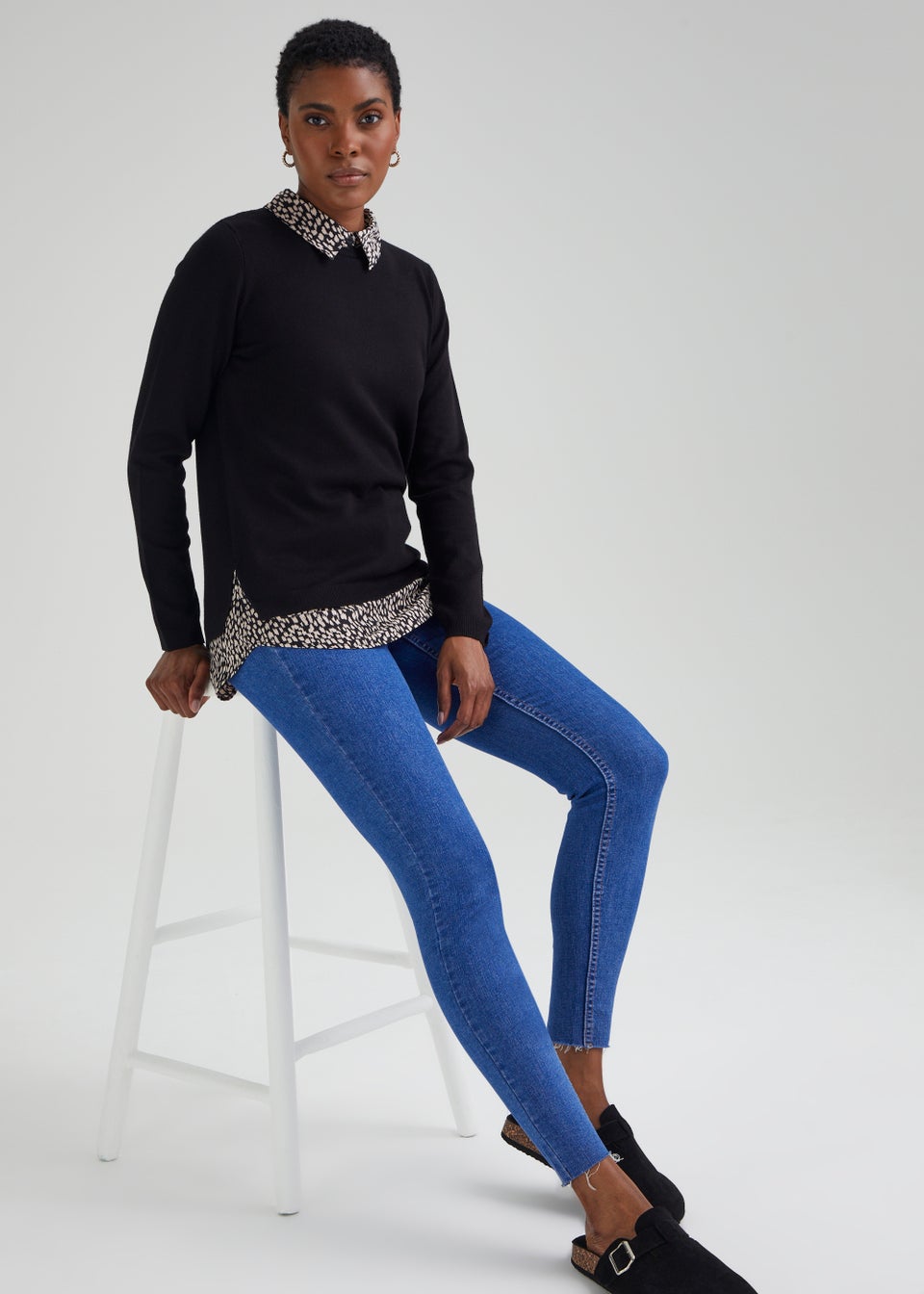 Papaya Petite Black 2 in 1 Shirt Jumper Matalan