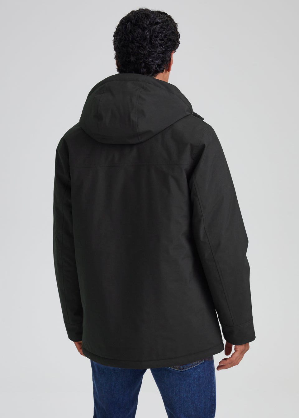 Black Wadded Showerproof Parka Coat