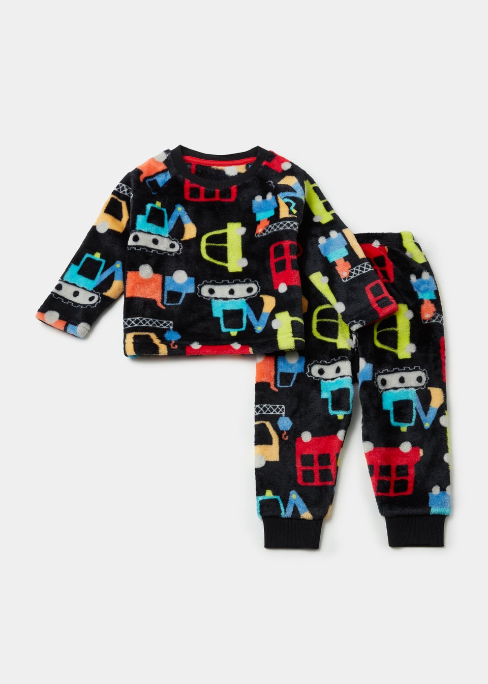 Boys Black Car Powder Plush Pyjama Set (9mths-5yrs)