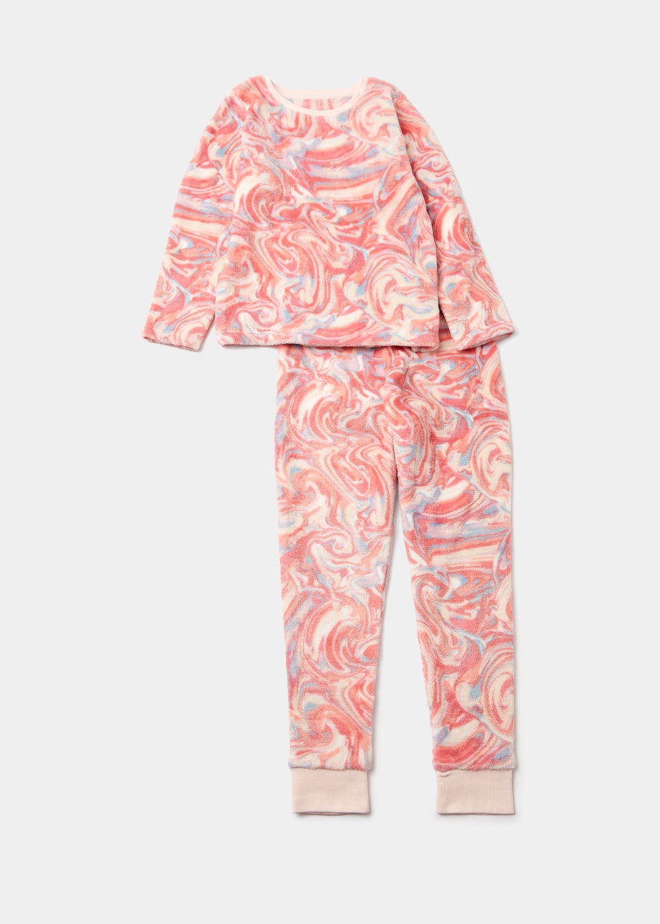 Girls Coral Marble Power Plush Bundle Pyjama Set (5-13yrs)