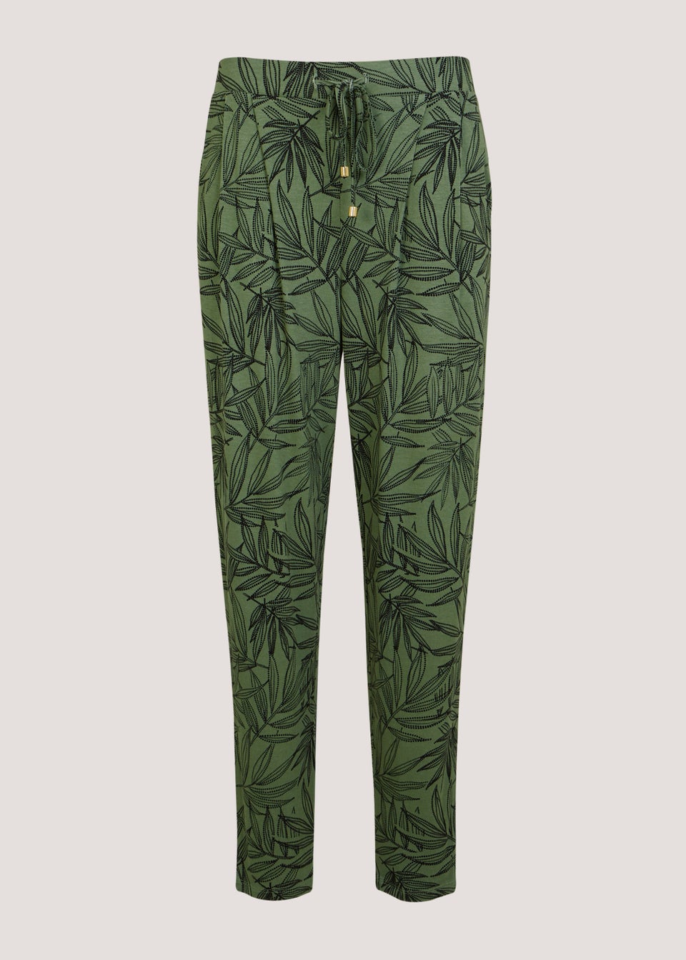 Green Olive Leaf Print Harem Leggings
