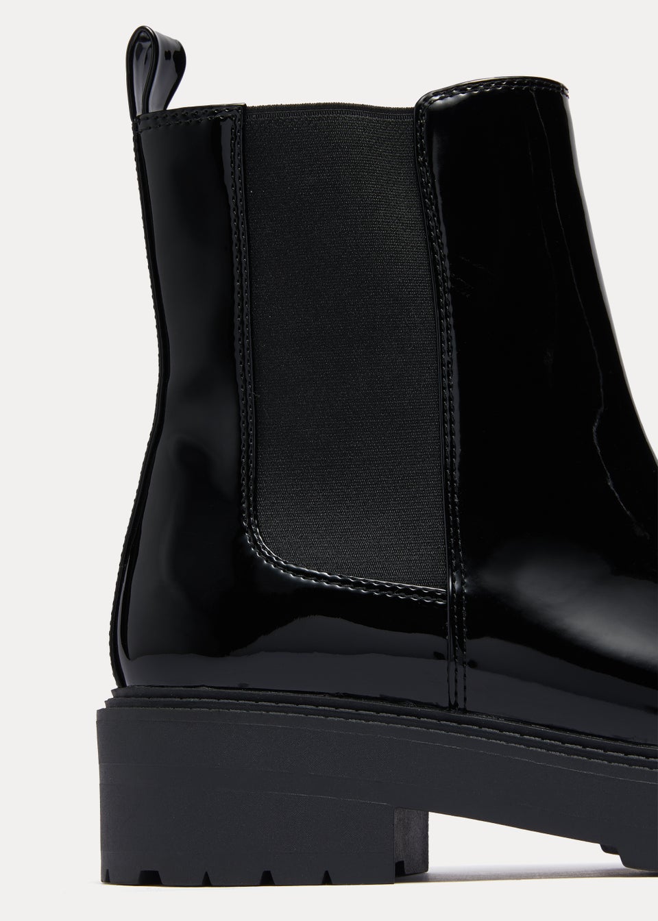 Black Patent Chunky Chelsea Boots