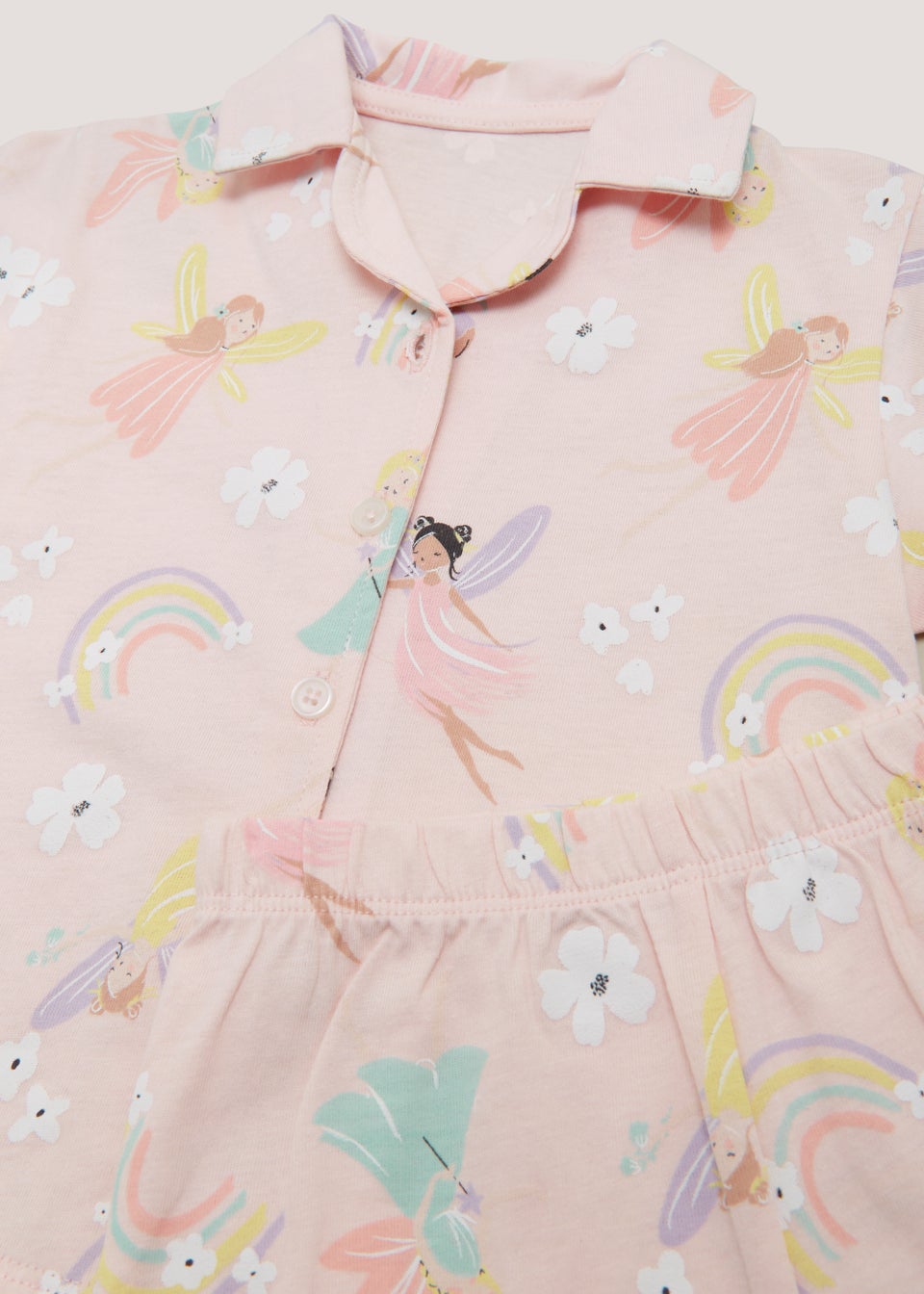 Girls Pink Fairy Print Short Pyjama Set (9mths-5yrs)