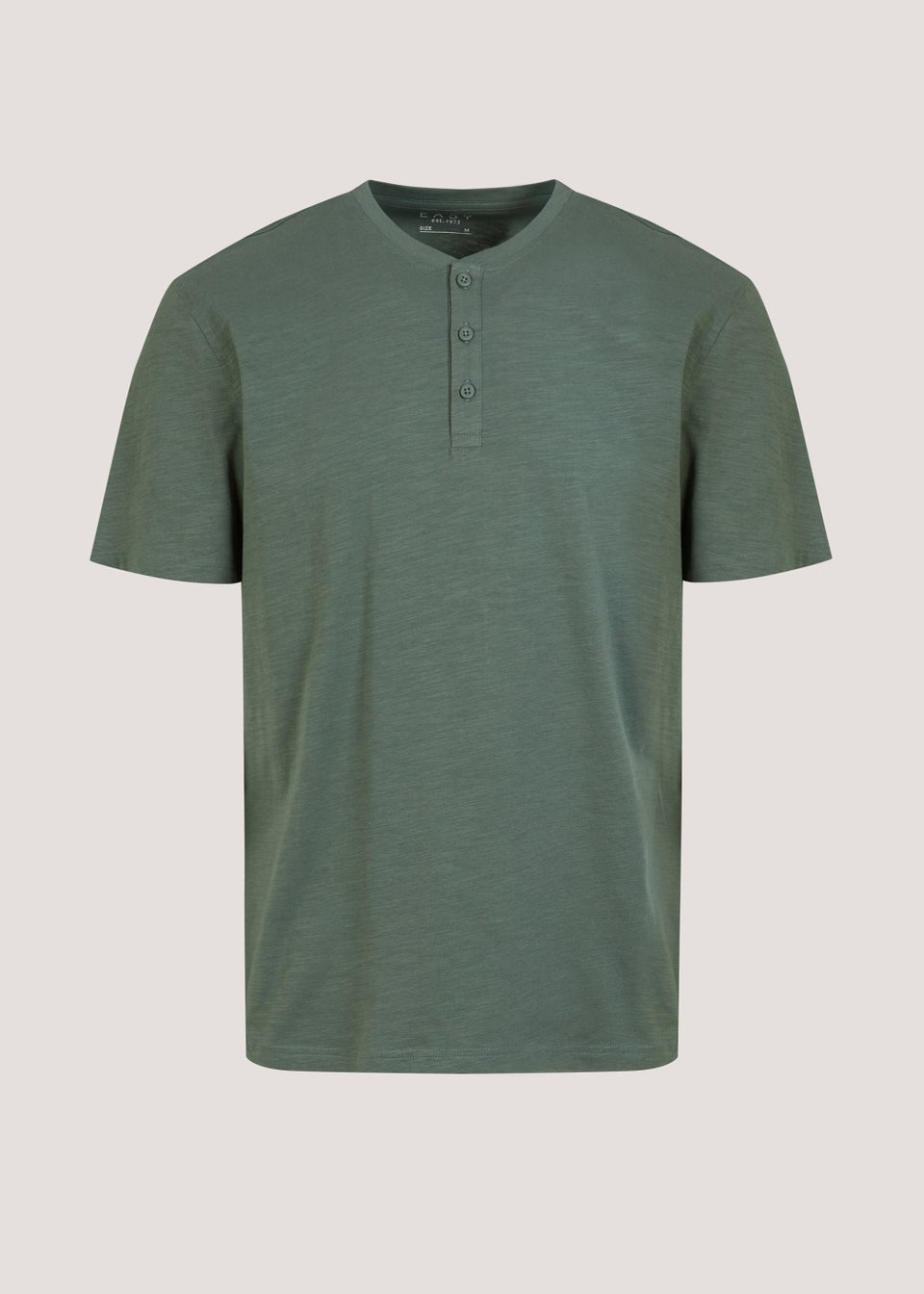 Green Grandad Collar T-Shirt - Matalan