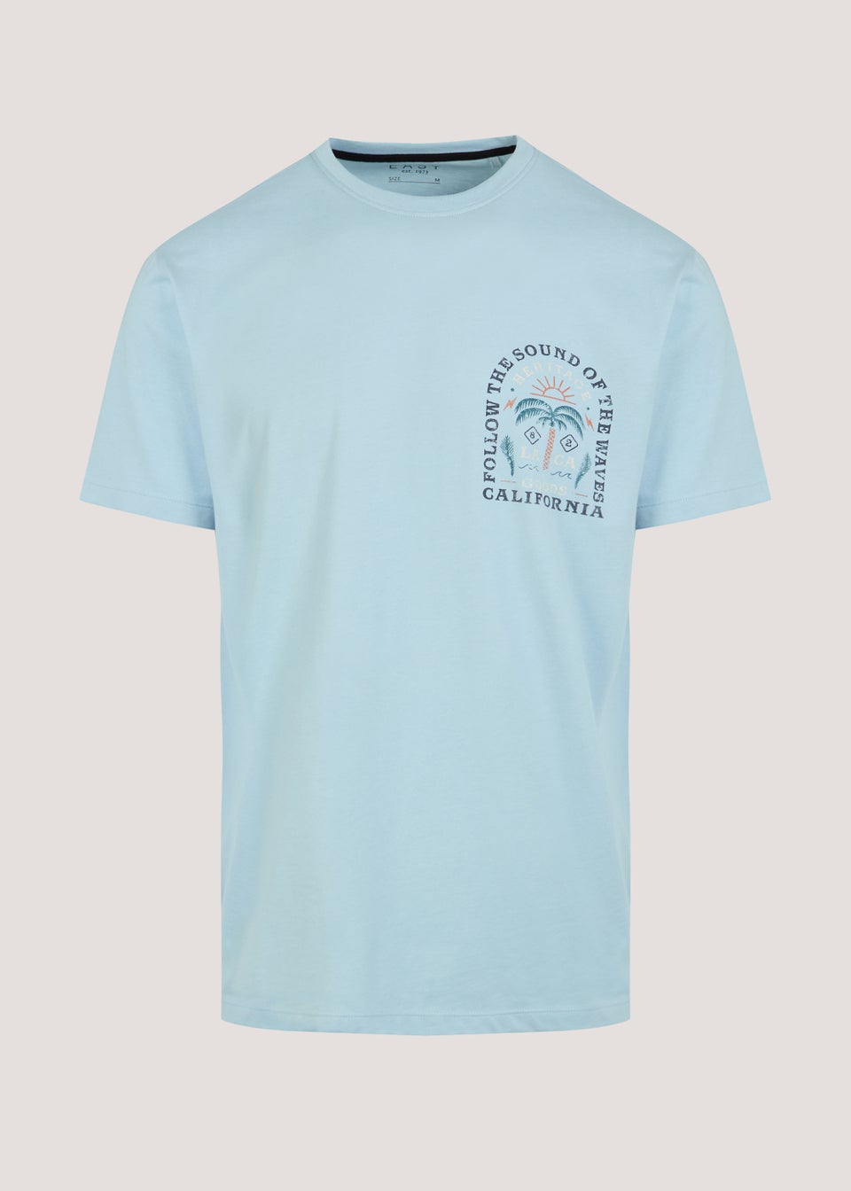 Blue California Palm Tree Print T-Shirt - Matalan