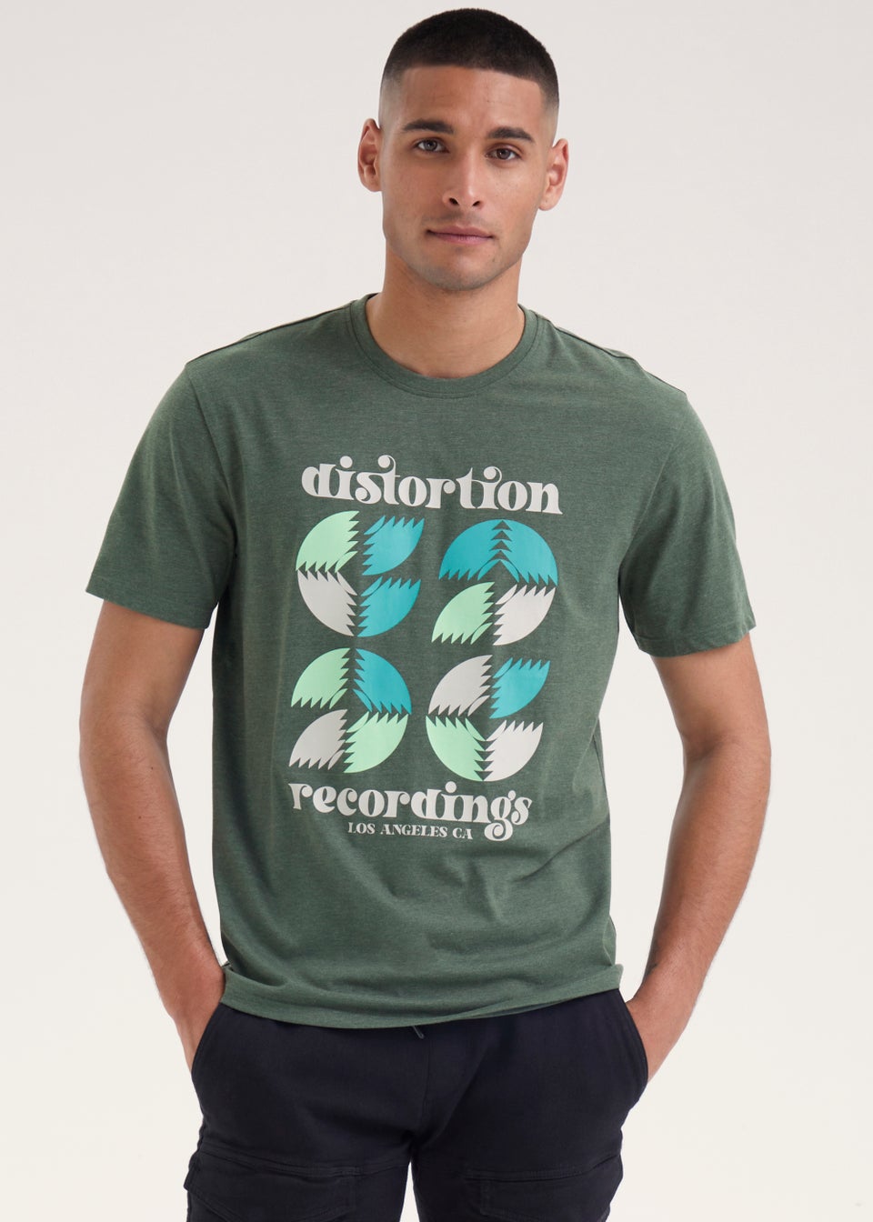 Green Distortion Print T-Shirt