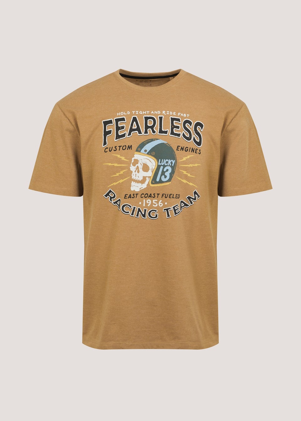 Mustard Fearless Racing Print T-Shirt