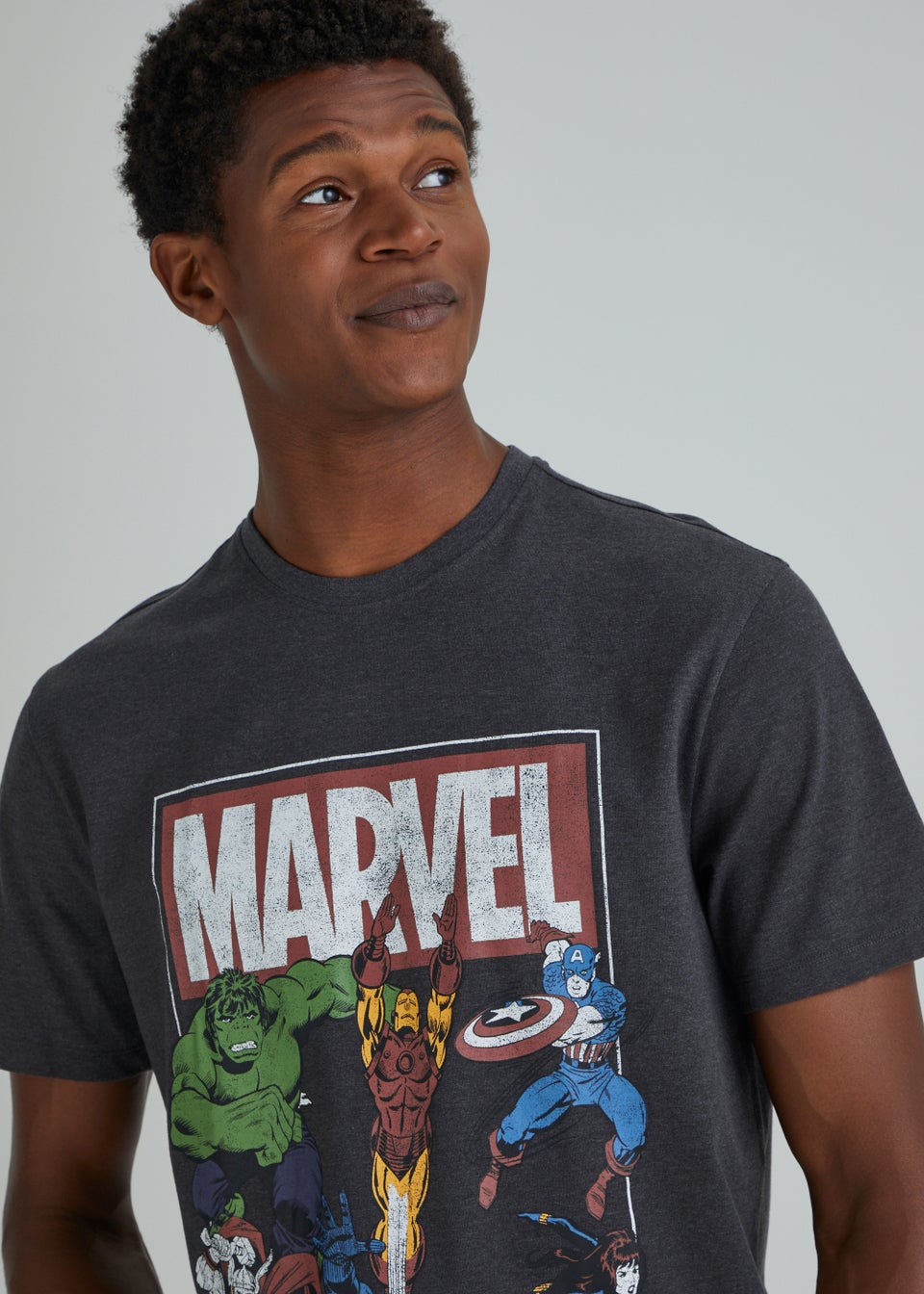 Black marvel t shirt store