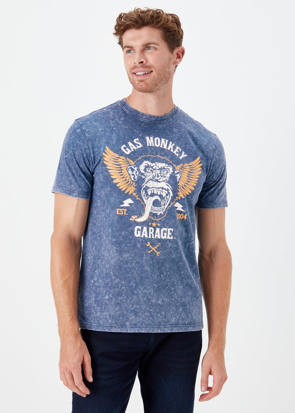 Navy Gas Monkey Print T-Shirt