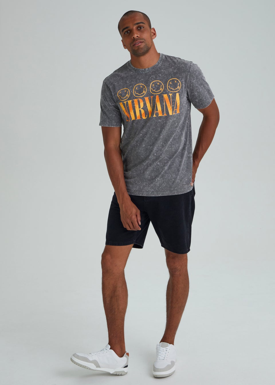 Grey Nirvana Print T-Shirt