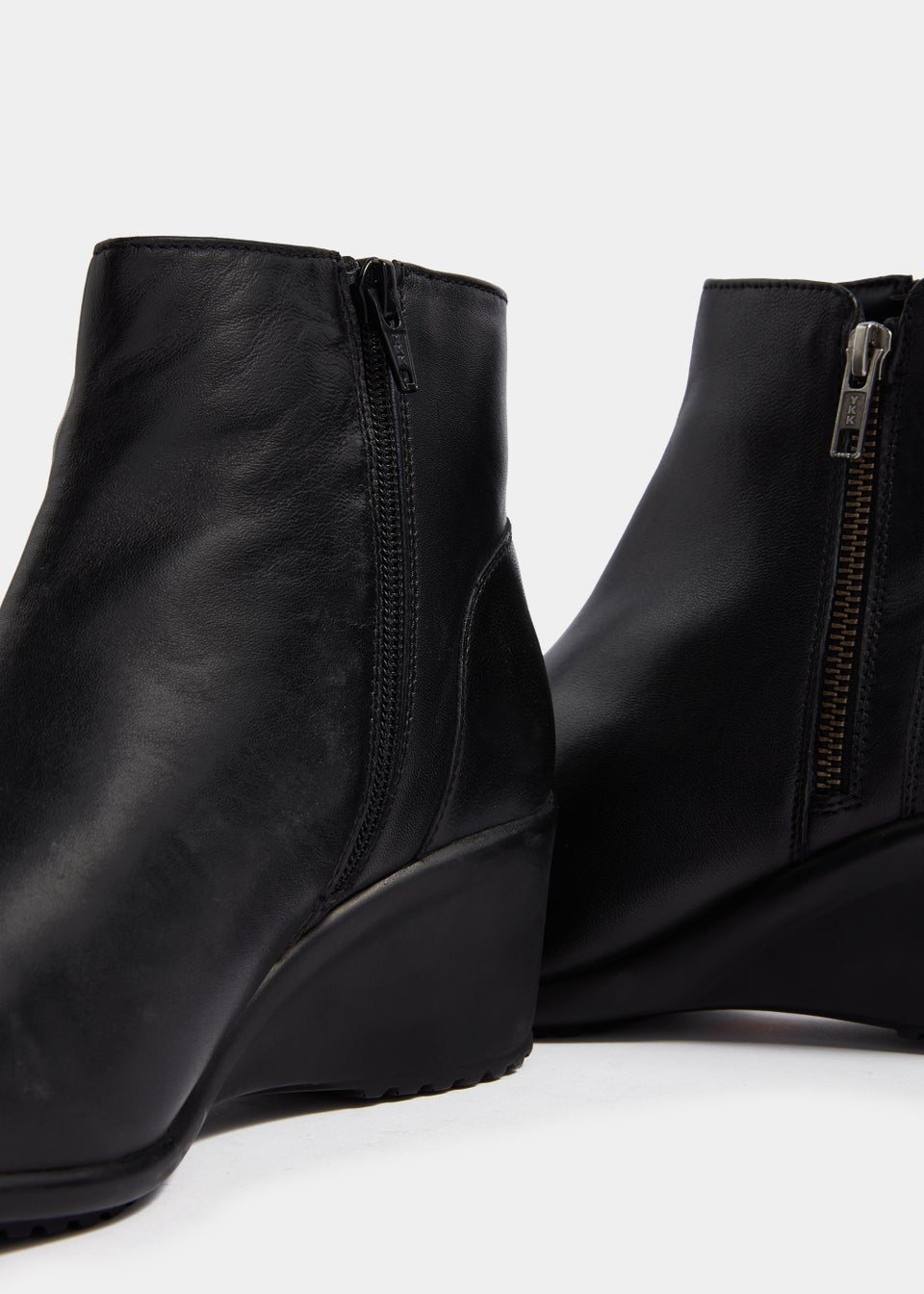 Soleflex Black Real Leather Wedge Boots - Matalan