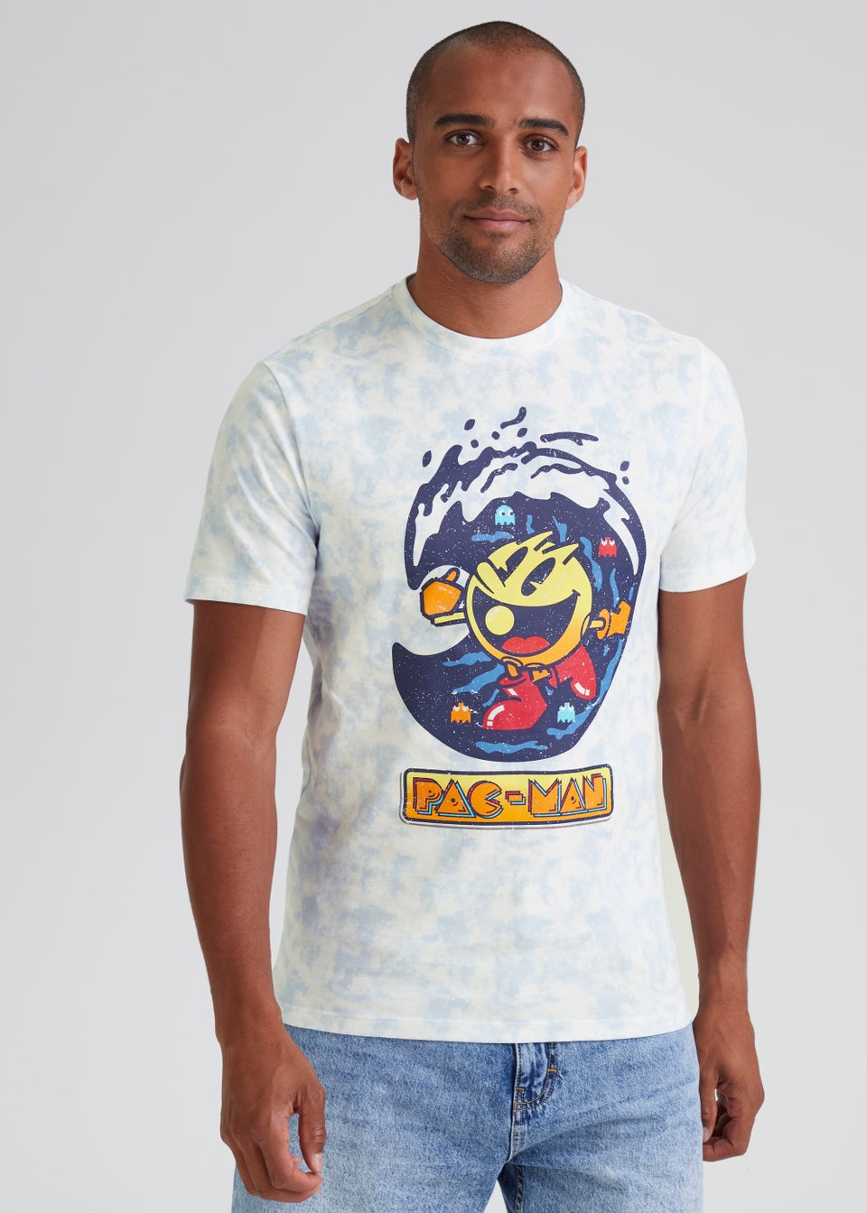 Blue Pac Man Print T-Shirt - Matalan