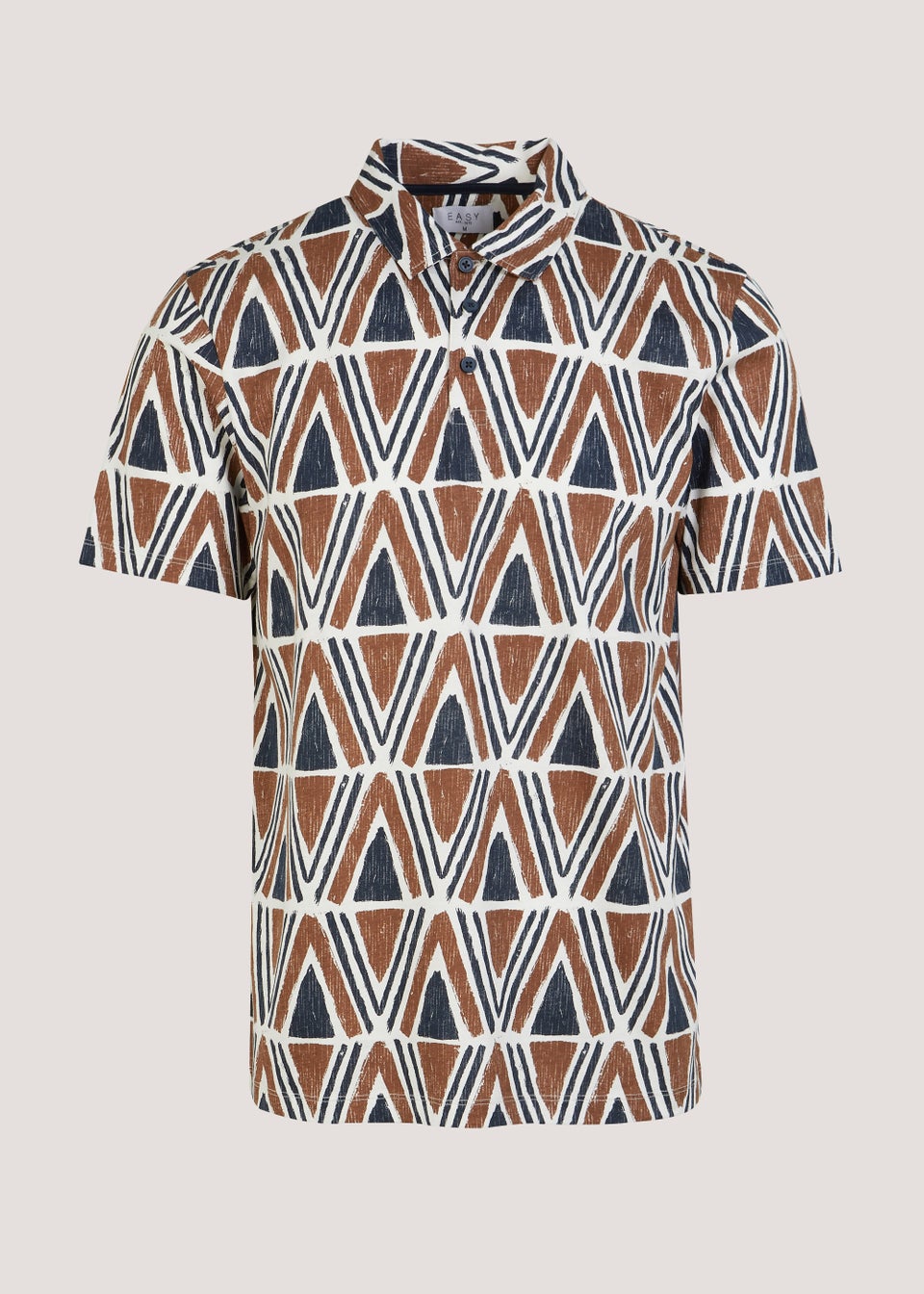 Brown Coconut Shell Print Polo Shirt