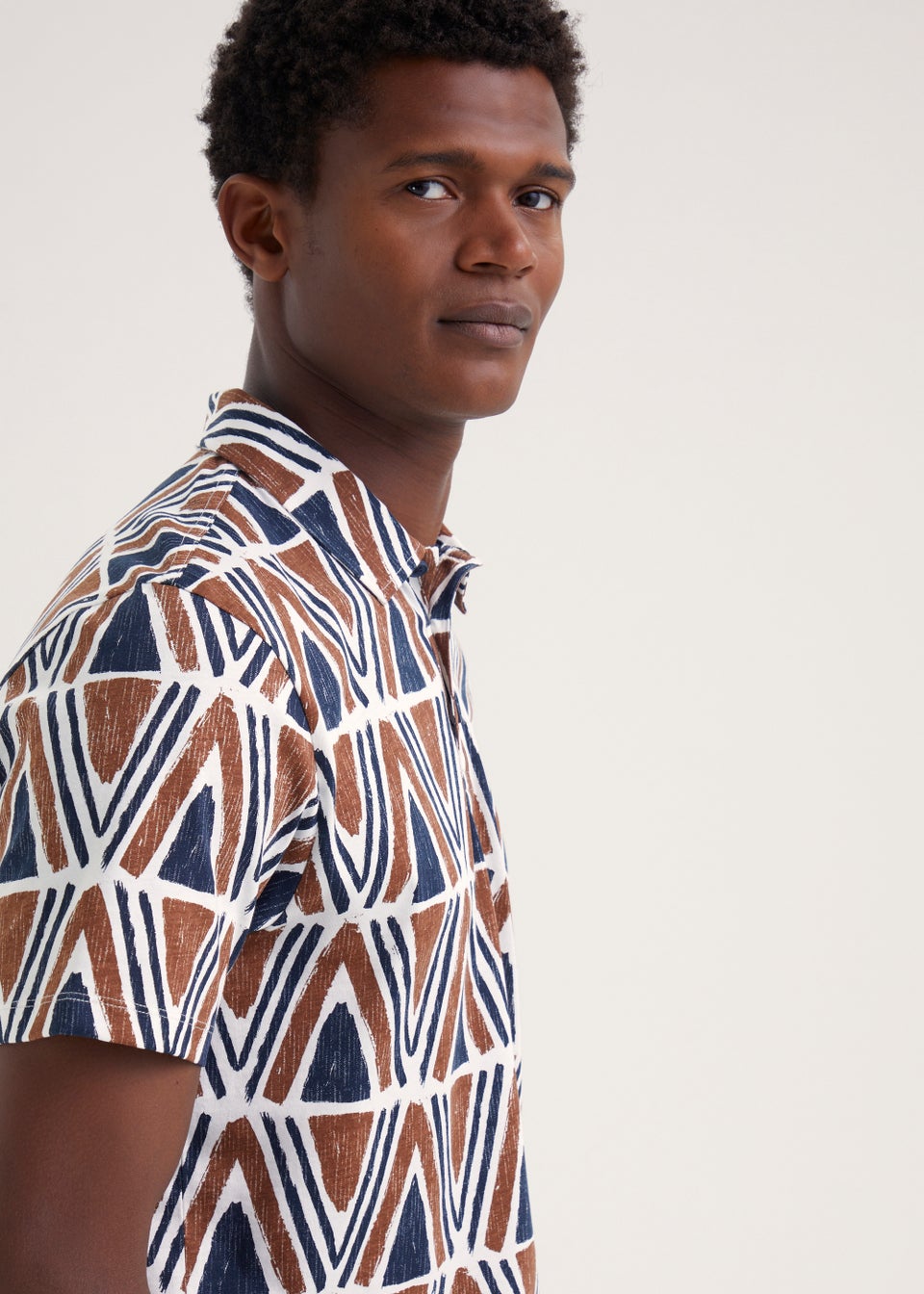 Brown Coconut Shell Print Polo Shirt