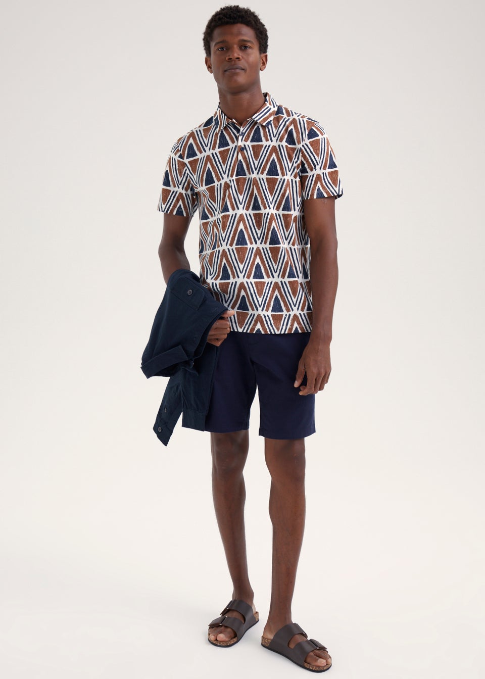 Brown Coconut Shell Print Polo Shirt