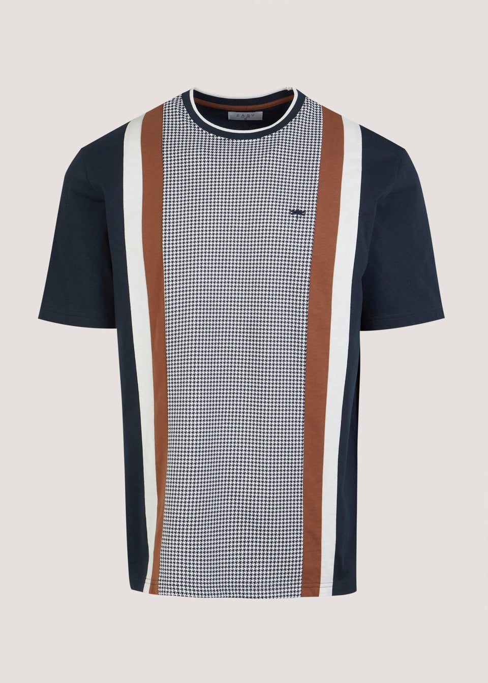 Navy Dogtooth Vertical Panel T-Shirt