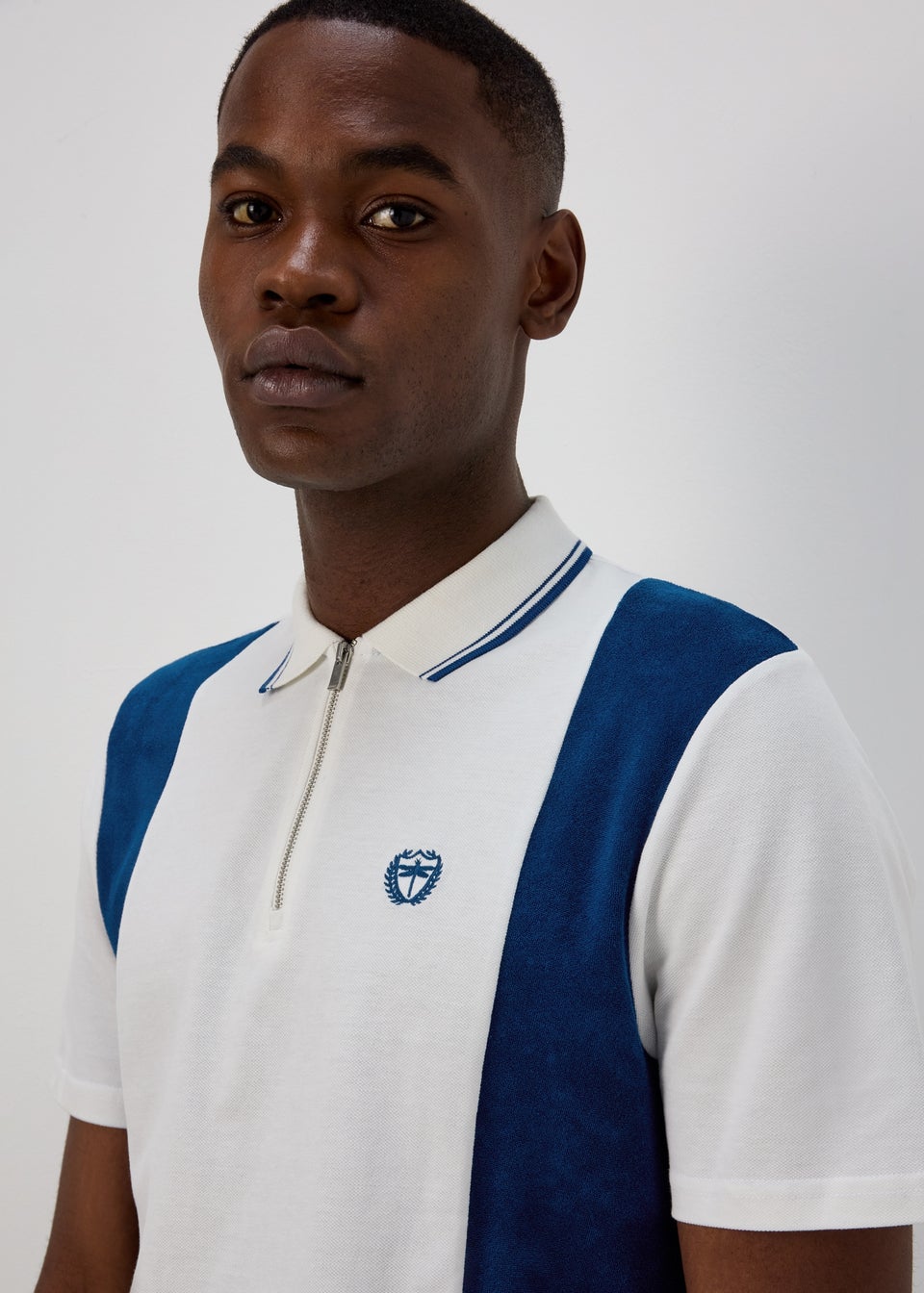 White Panel Smart Towelling Polo Shirt