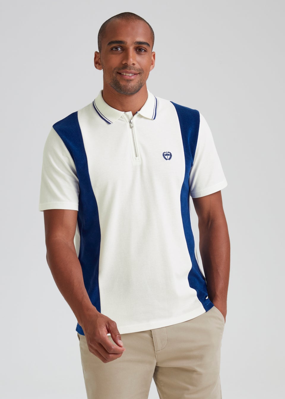 White Panel Smart Towelling Polo Shirt