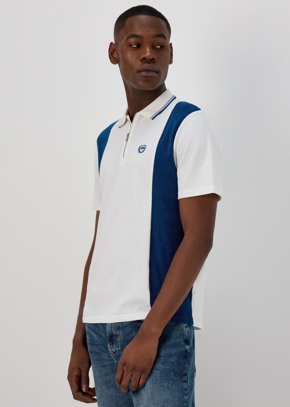 White Panel Smart Towelling Polo Shirt