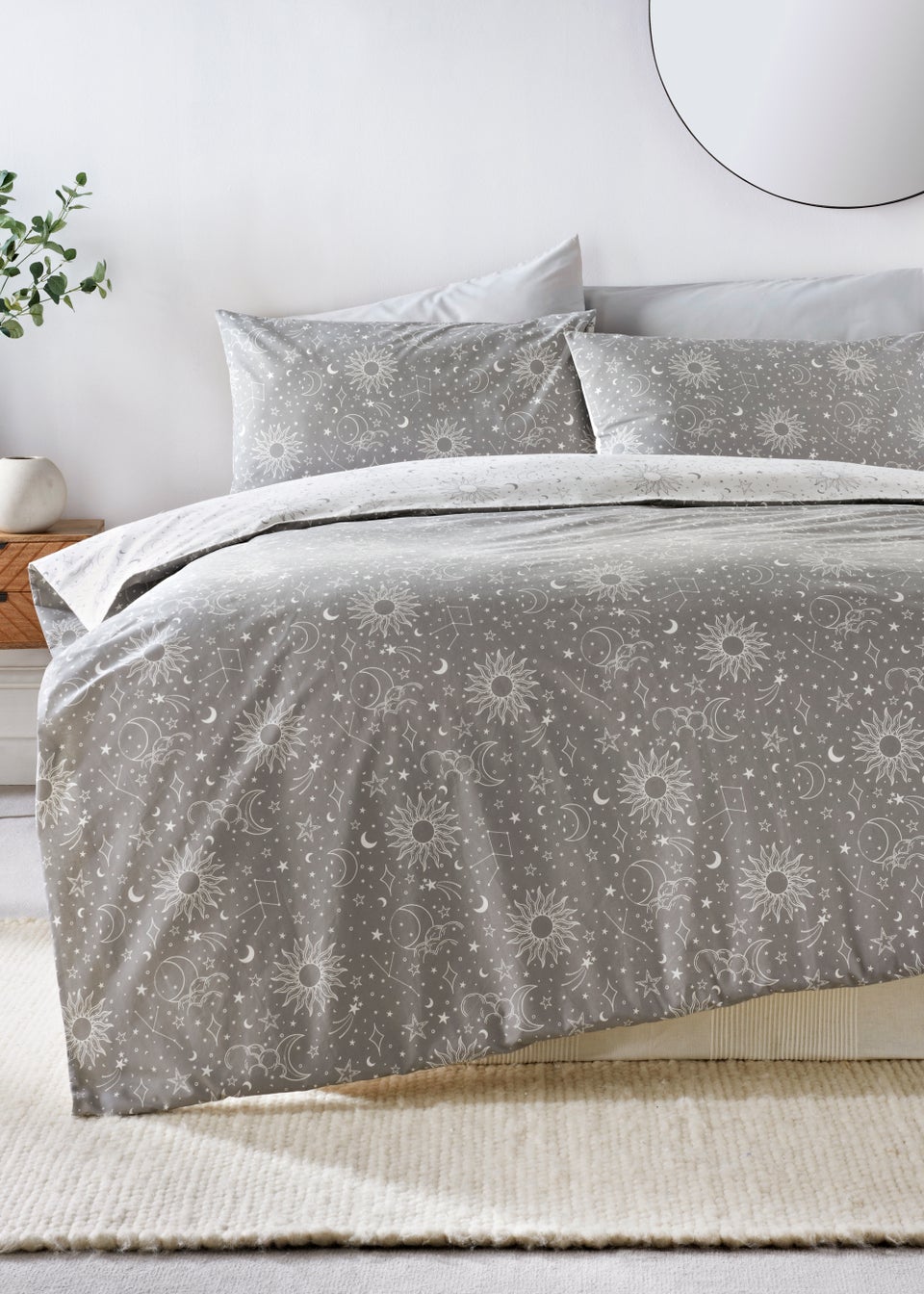 Grey Celestial Duvet Cover
