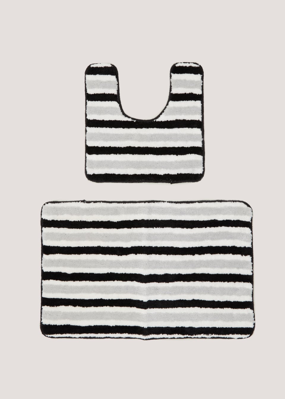 2 Piece Monochrome Stripe Quick Dry Bath & Pedestal Mat