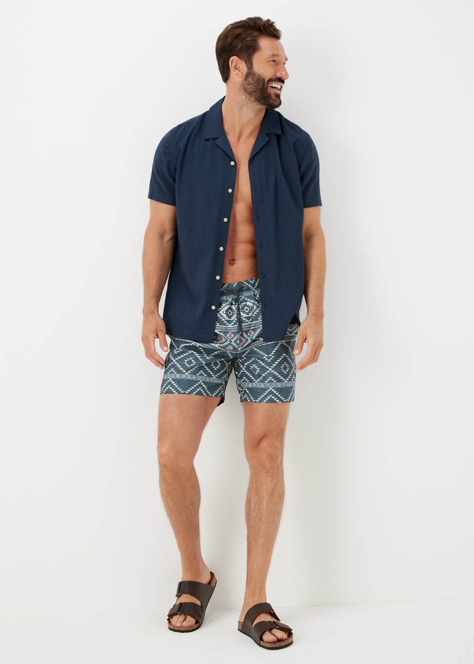 Navy Tribal Print Swim Shorts