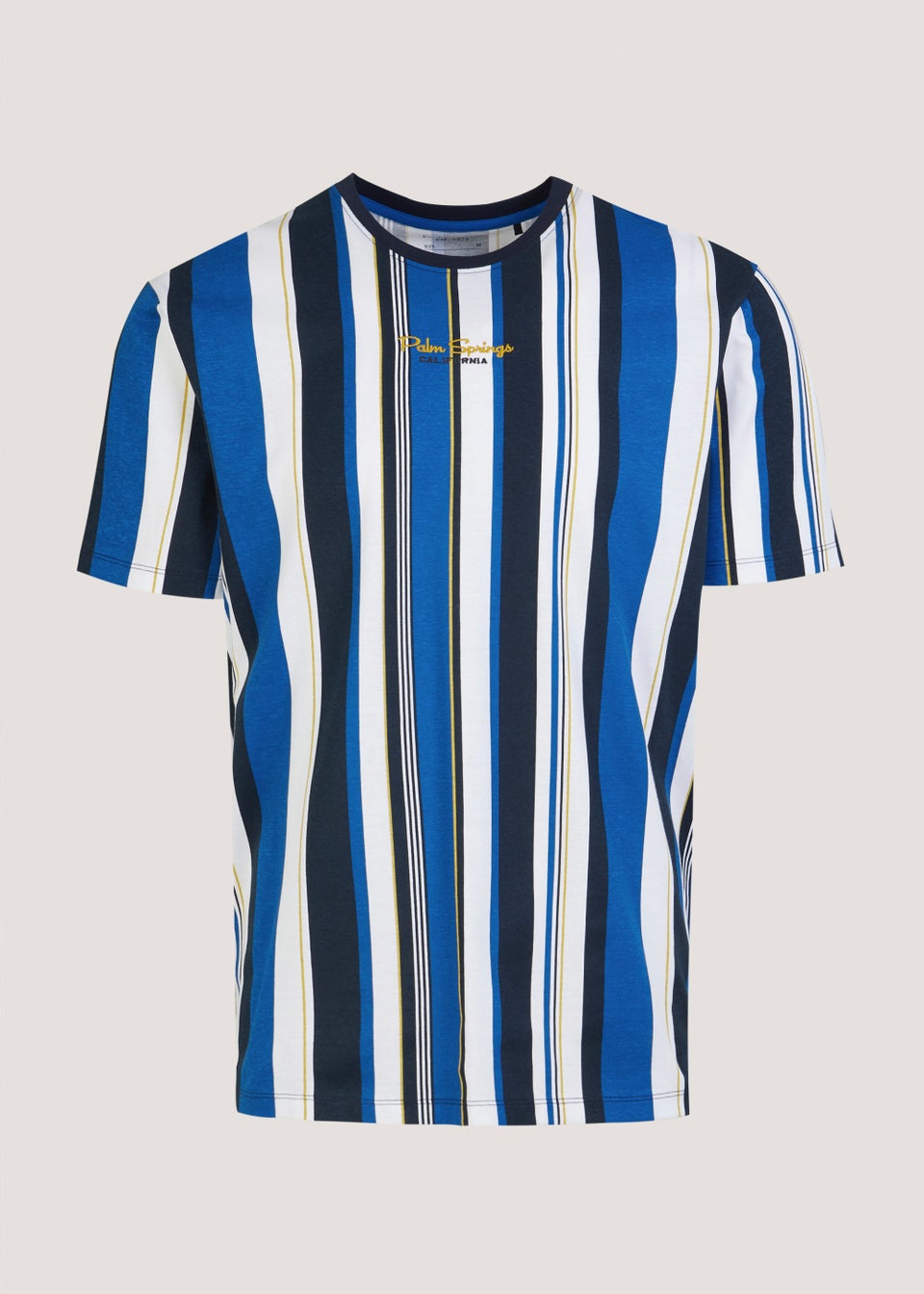 Cobalt Blue Vertical Stripe Print T-Shirt - Matalan