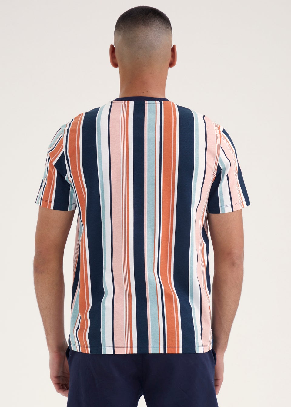 Orange Vertical Stripe Print T-Shirt